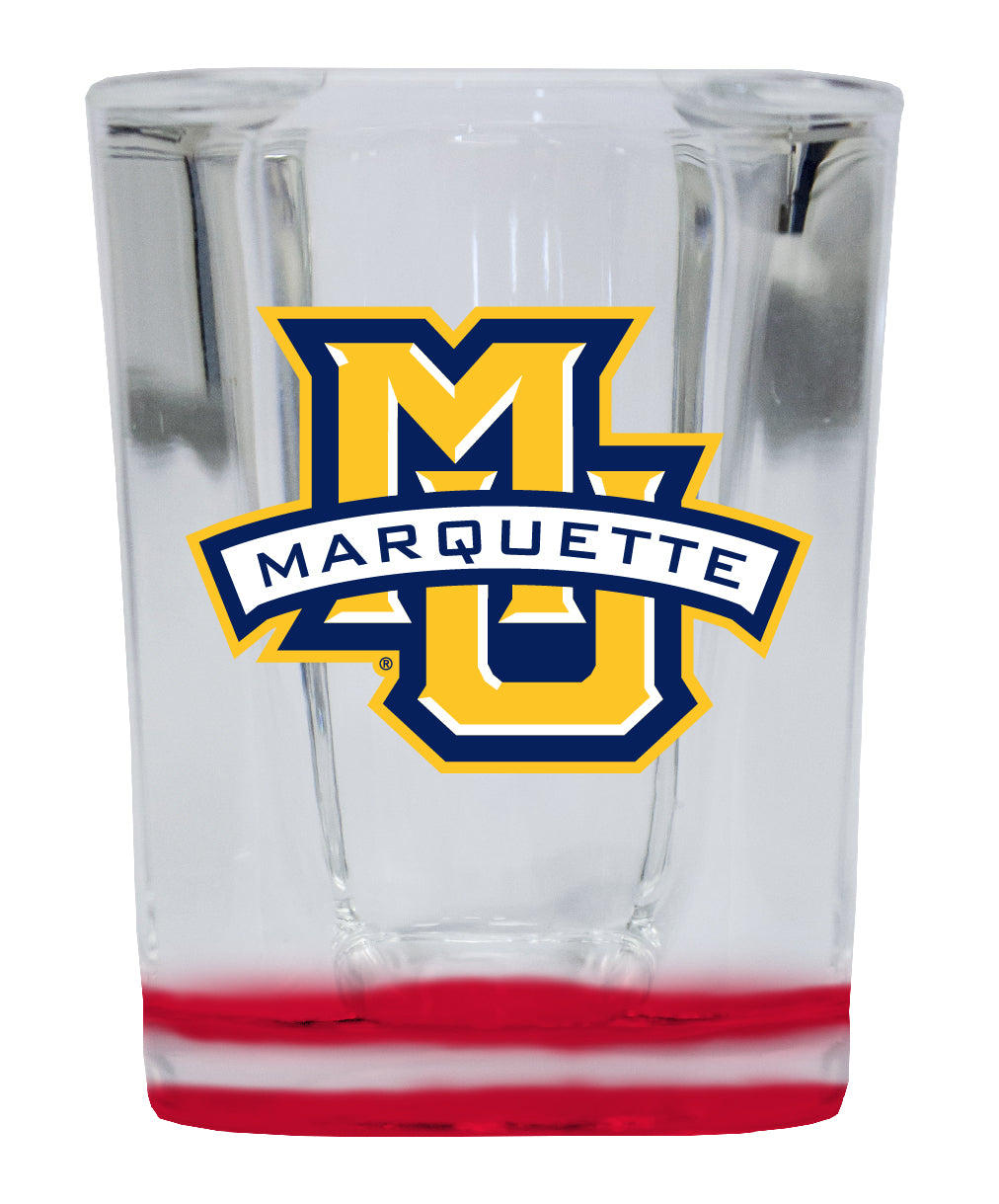 Marquette Golden Eagles 2 Ounce Shot Glass Square Red Base Officially Licensed Collegiate Product 4-Pack