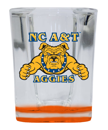 North Carolina A&T State Aggies 2 Ounce Shot Glass Square Orange Base Officially Licensed Collegiate Product 2-Pack
