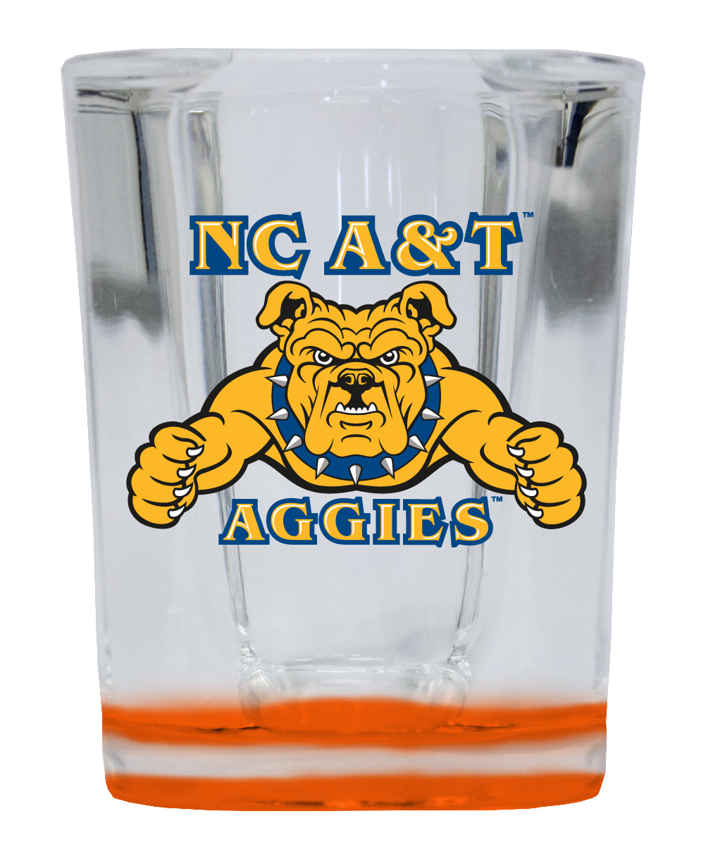 North Carolina A&T State Aggies 2 Ounce Shot Glass Square Orange Base Officially Licensed Collegiate Product 2-Pack