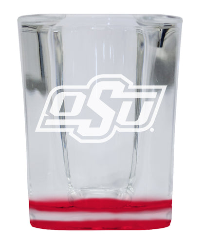Oklahoma State Cowboys 2 Ounce Engraved Shot Glass Square Red Base Officially Licensed Collegiate Product 4-Pack