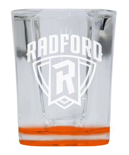 Radford University
Highlanders 2 Ounce Engraved Shot Glass Square Orange Base Officially Licensed Collegiate Product 2-Pack