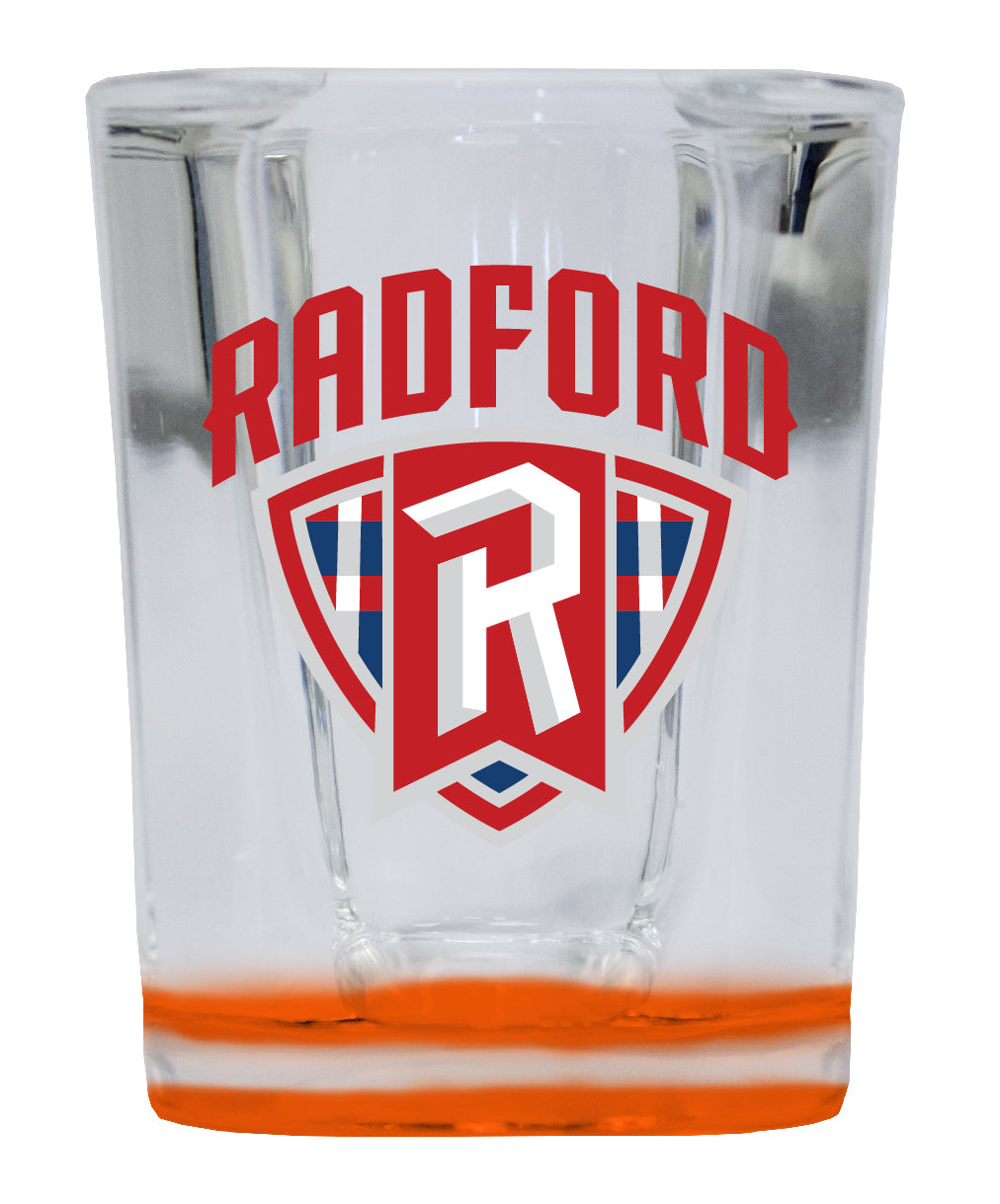 Radford University
Highlanders  2 Ounce Shot Glass Square Orange Base Officially Licensed Collegiate Product 2-Pack