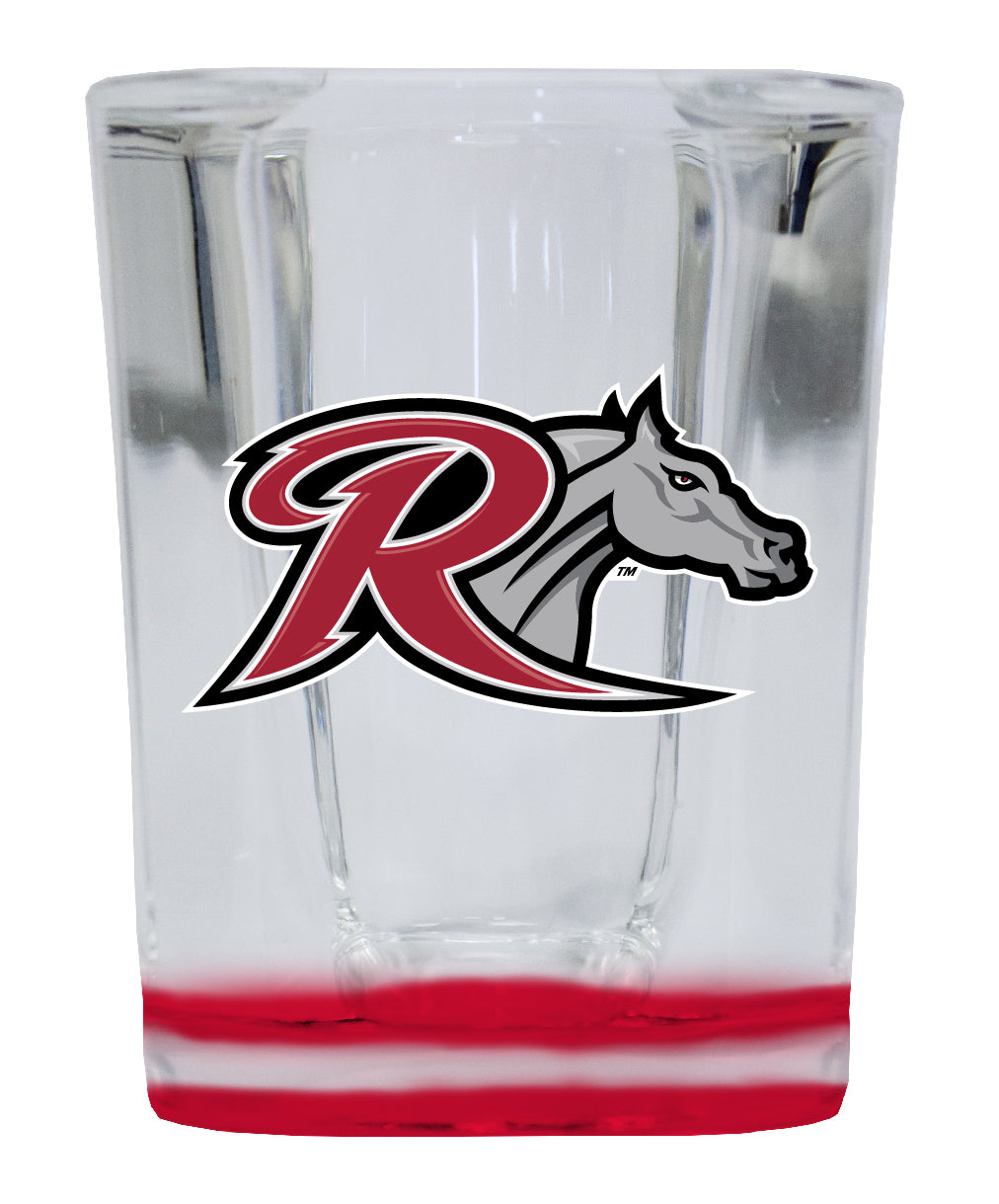 American Rider Glass Rider University Broncs 2 Ounce Shot Glass Square Red Base Officially ...