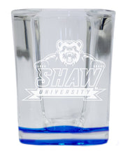 Load image into Gallery viewer, Shaw University Bears 2 Ounce Engraved Shot Glass Square Officially Licensed Collegiate Product
