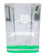 Load image into Gallery viewer, Shaw University Bears 2 Ounce Engraved Shot Glass Square Officially Licensed Collegiate Product
