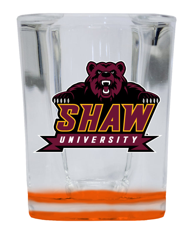 Shaw University Bears  2 Ounce Shot Glass Square Orange Base Officially Licensed Collegiate Product 2-Pack