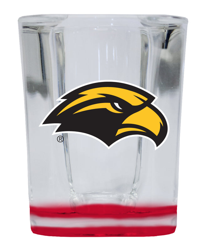 Southern Mississippi Golden Eagles  2 Ounce Shot Glass Square Red Base Officially Licensed Collegiate Product 4-Pack
