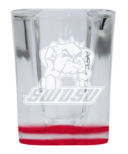 Southwestern Oklahoma State University 2 Ounce Engraved Shot Glass Square Red Base Officially Licensed Collegiate Product 4-Pack
