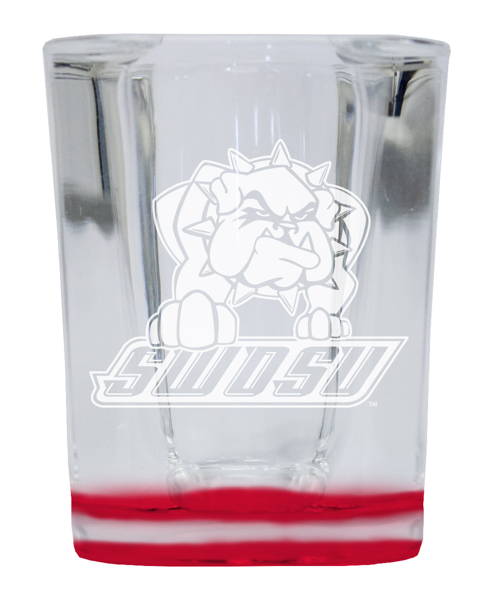 Southwestern Oklahoma State University 2 Ounce Engraved Shot Glass Square Red Base Officially Licensed Collegiate Product 4-Pack