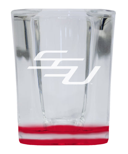 Savannah State University 2 Ounce Engraved Shot Glass Square Red Base Officially Licensed Collegiate Product 4-Pack