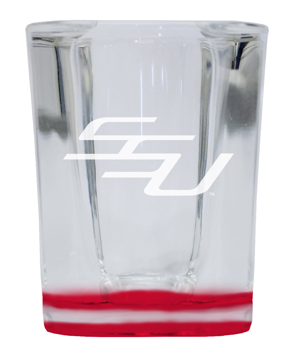 Savannah State University 2 Ounce Engraved Shot Glass Square Red Base Officially Licensed Collegiate Product 4-Pack