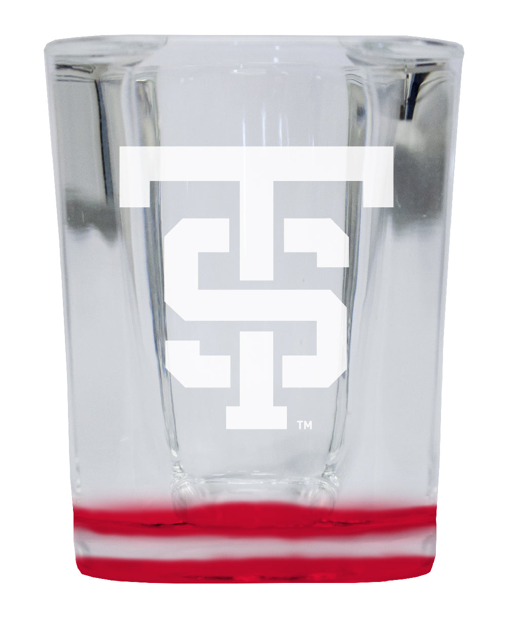 University of St. Thomas 2 Ounce Engraved Shot Glass Square Red Base Officially Licensed Collegiate Product 4-Pack