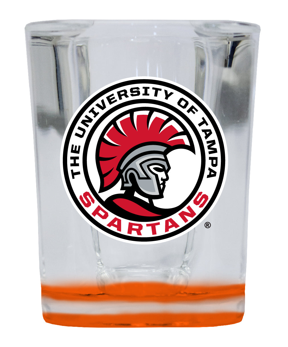 University of Tampa Spartans  2 Ounce Shot Glass Square Orange Base Officially Licensed Collegiate Product Single