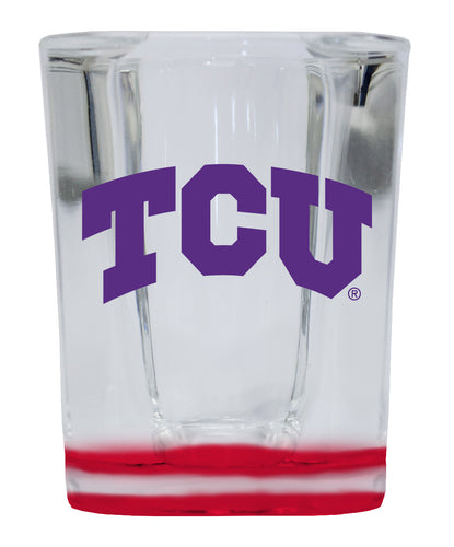 Texas Christian University  2 Ounce Shot Glass Square Red Base Officially Licensed Collegiate Product 4-Pack