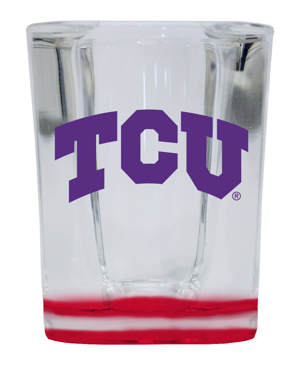 Texas Christian University  2 Ounce Shot Glass Square Red Base Officially Licensed Collegiate Product 4-Pack