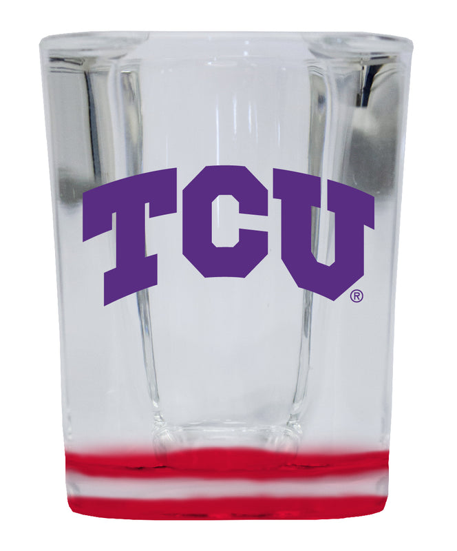 Texas Christian University  2 Ounce Shot Glass Square Red Base Officially Licensed Collegiate Product 4-Pack