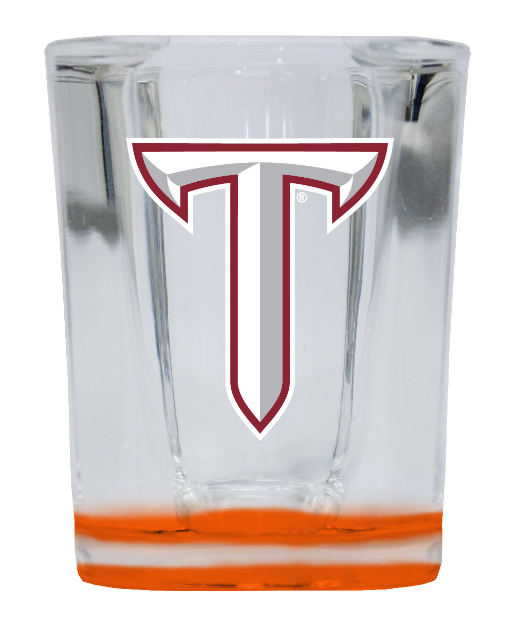 Troy University  2 Ounce Shot Glass Square Orange Base Officially Licensed Collegiate Product 2-Pack