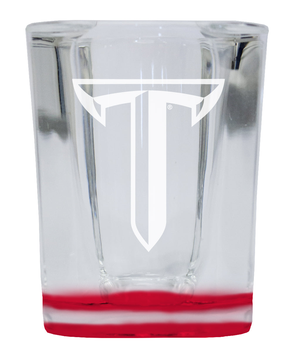 Troy University 2 Ounce Engraved Shot Glass Square Red Base Officially Licensed Collegiate Product 4-Pack