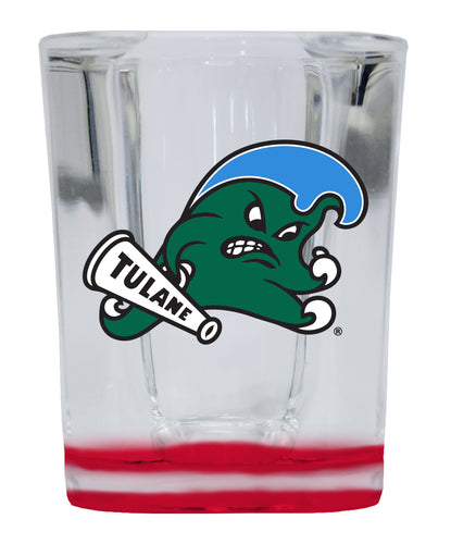 Tulane University Green Wave  2 Ounce Shot Glass Square Red Base Officially Licensed Collegiate Product 4-Pack