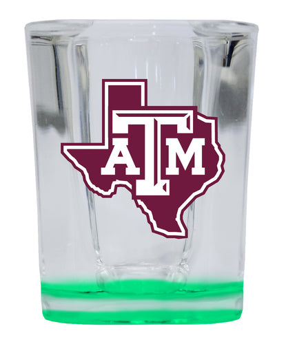 Texas A&M Aggies  2 Ounce Shot Glass Square Green Base Officially Licensed Collegiate Product 2-Pack
