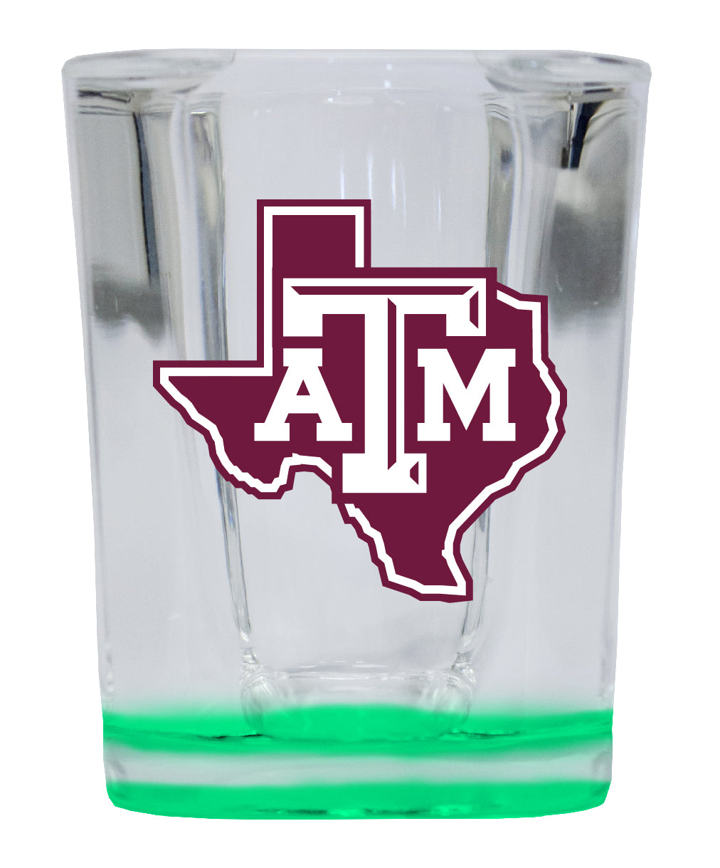 Texas A&M Aggies  2 Ounce Shot Glass Square Green Base Officially Licensed Collegiate Product 2-Pack