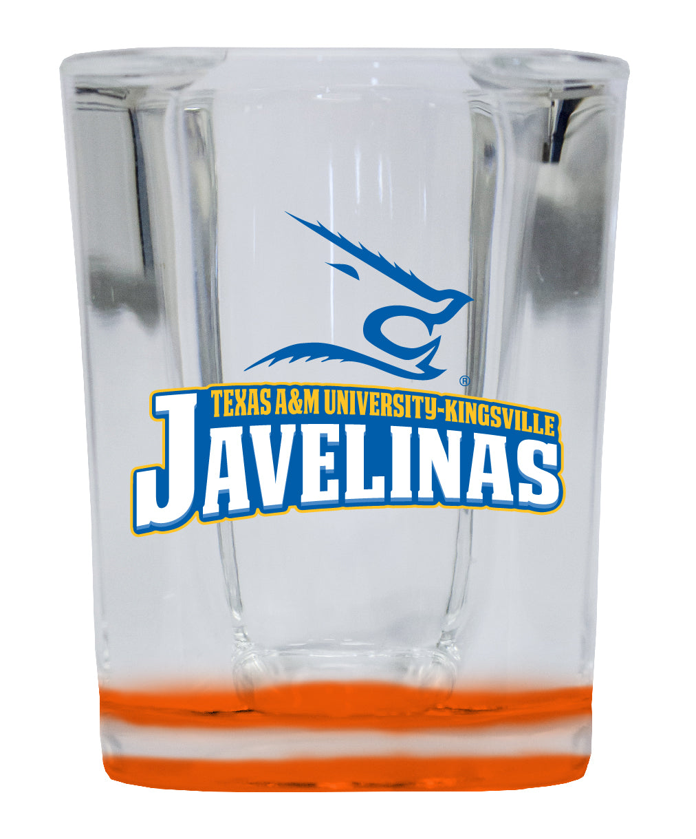 Texas A&M Kingsville Javelinas  2 Ounce Shot Glass Square Orange Base Officially Licensed Collegiate Product 4-Pack