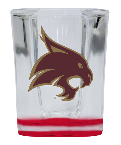 Texas State Bobcats  2 Ounce Shot Glass Square Red Base Officially Licensed Collegiate Product 4-Pack