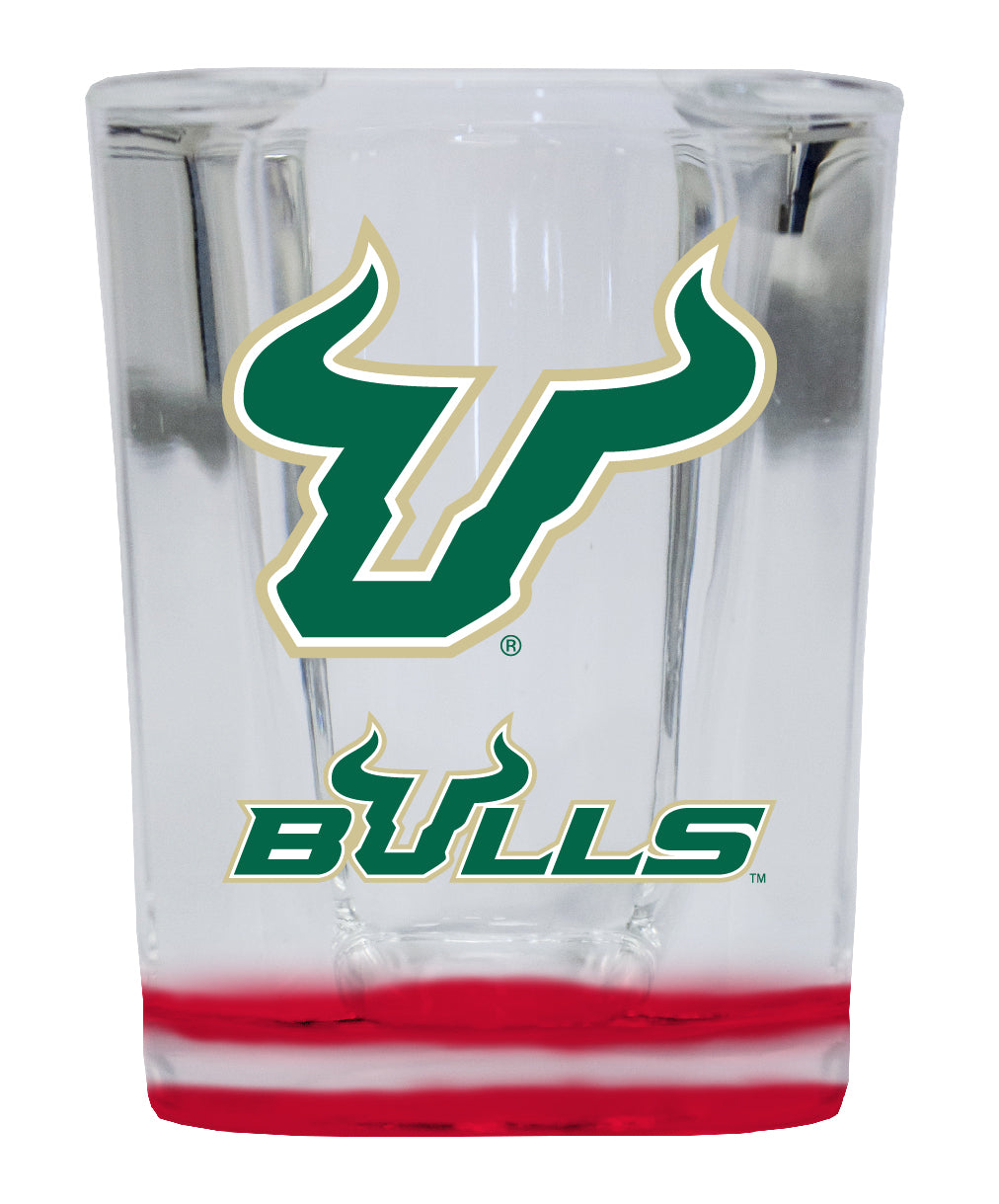 South Florida Bulls  2 Ounce Shot Glass Square Red Base Officially Licensed Collegiate Product 4-Pack