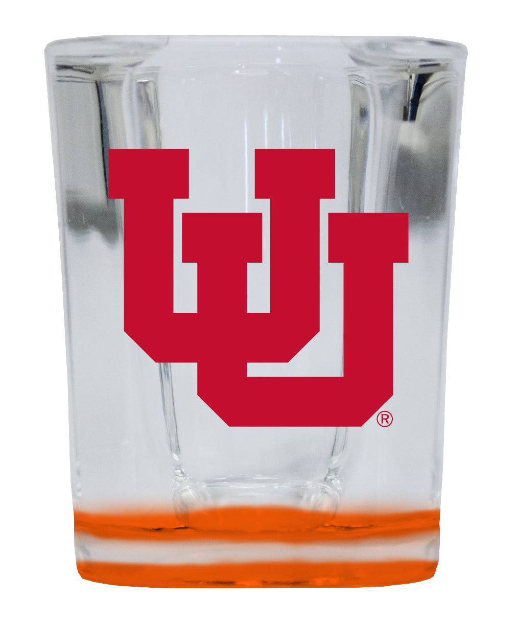 Utah Utes  2 Ounce Shot Glass Square Orange Base Officially Licensed Collegiate Product 2-Pack