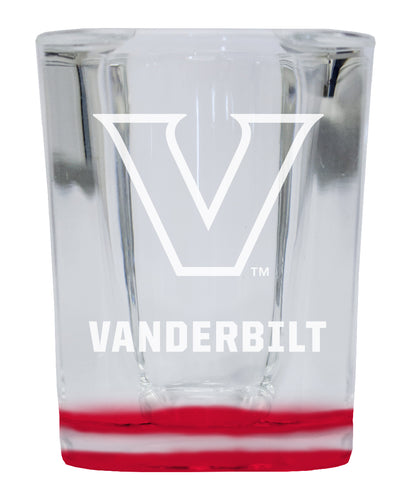 Vanderbilt University 2 Ounce Engraved Shot Glass Square Red Base Officially Licensed Collegiate Product 4-Pack