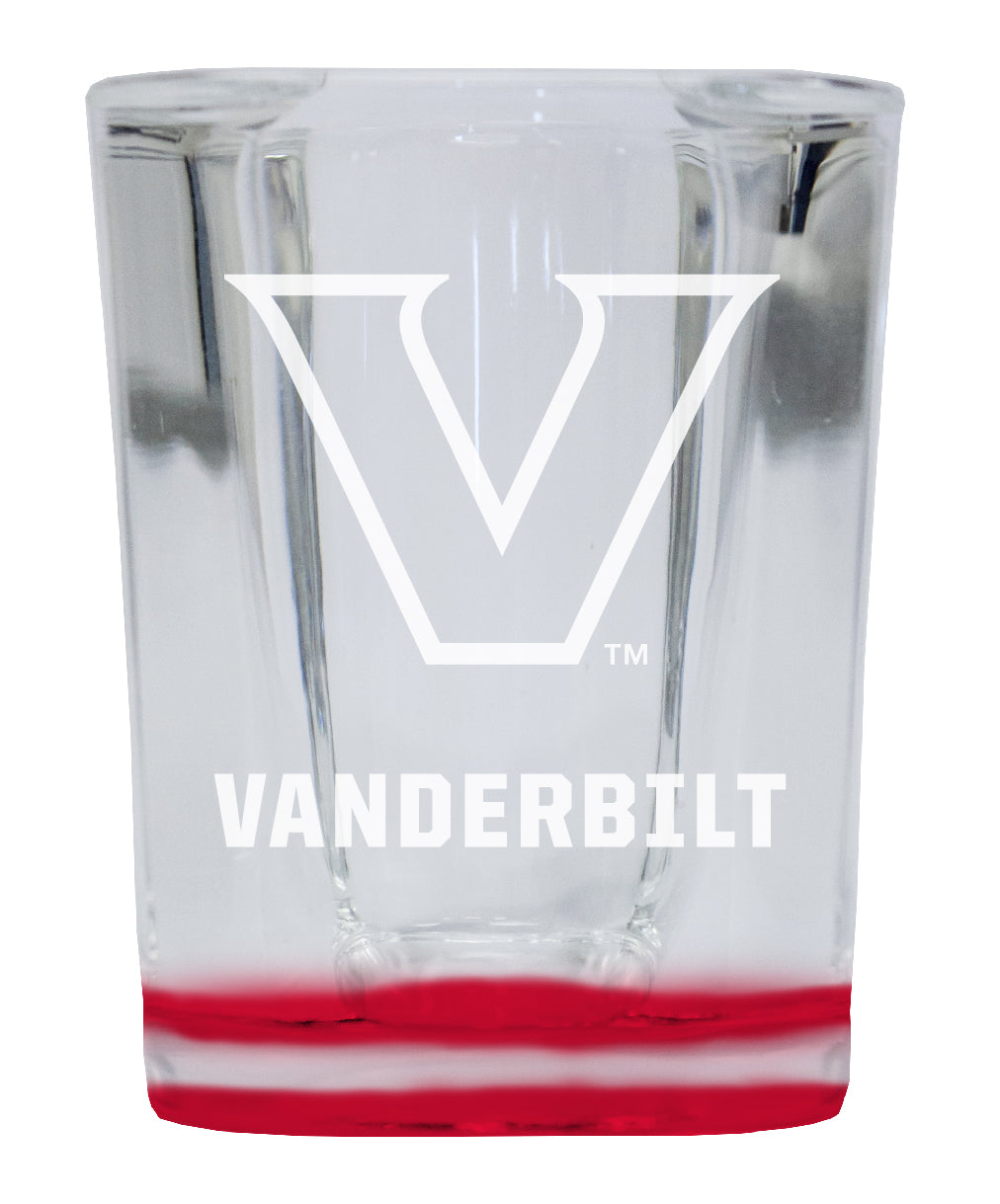Vanderbilt University 2 Ounce Engraved Shot Glass Square Red Base Officially Licensed Collegiate Product 4-Pack