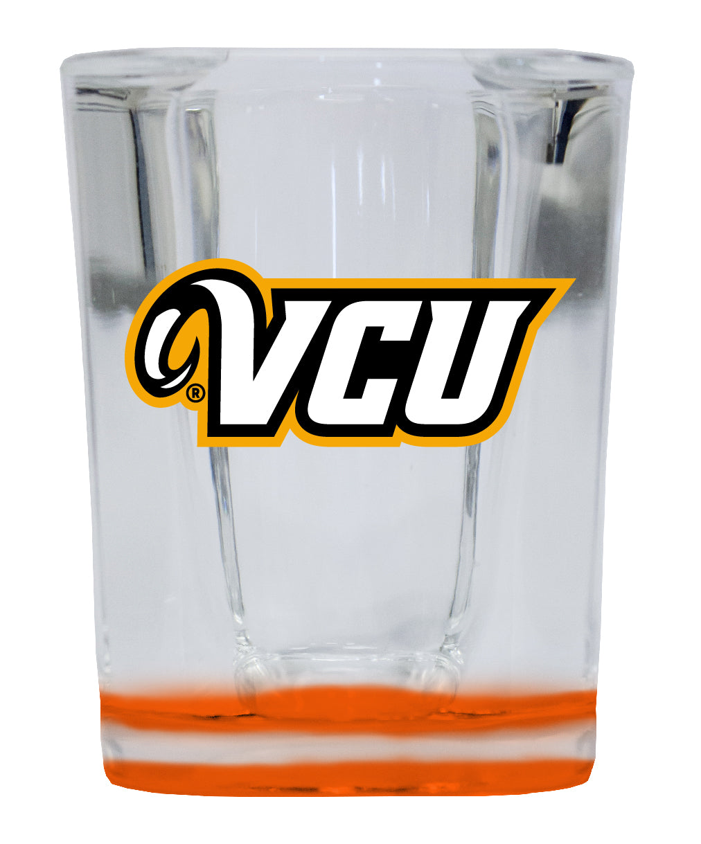 Virginia Commonwealth  2 Ounce Shot Glass Square Orange Base Officially Licensed Collegiate Product 2-Pack