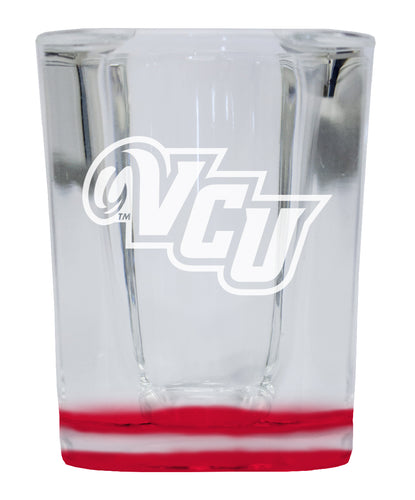 Virginia Commonwealth 2 Ounce Engraved Shot Glass Square Red Base Officially Licensed Collegiate Product 4-Pack