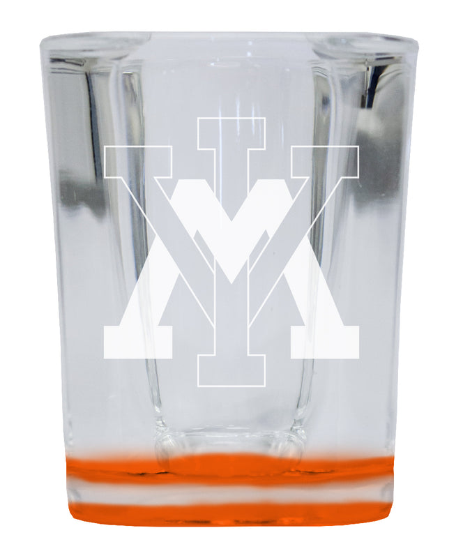 VMI Keydets 2 Ounce Engraved Shot Glass Square Orange Base Officially Licensed Collegiate Product 4-Pack