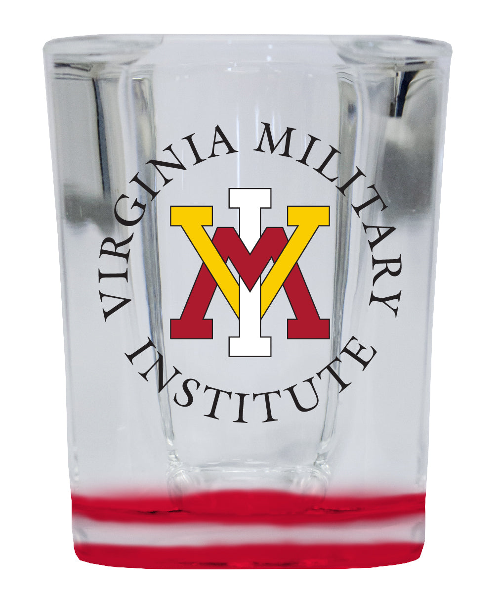 VMI Keydets  2 Ounce Shot Glass Square Red Base Officially Licensed Collegiate Product 4-Pack