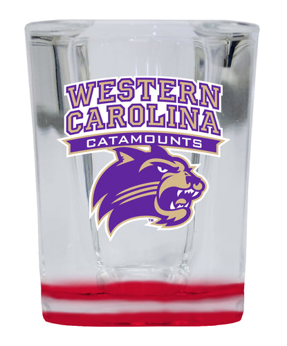 Western Carolina University  2 Ounce Shot Glass Square Red Base Officially Licensed Collegiate Product 4-Pack