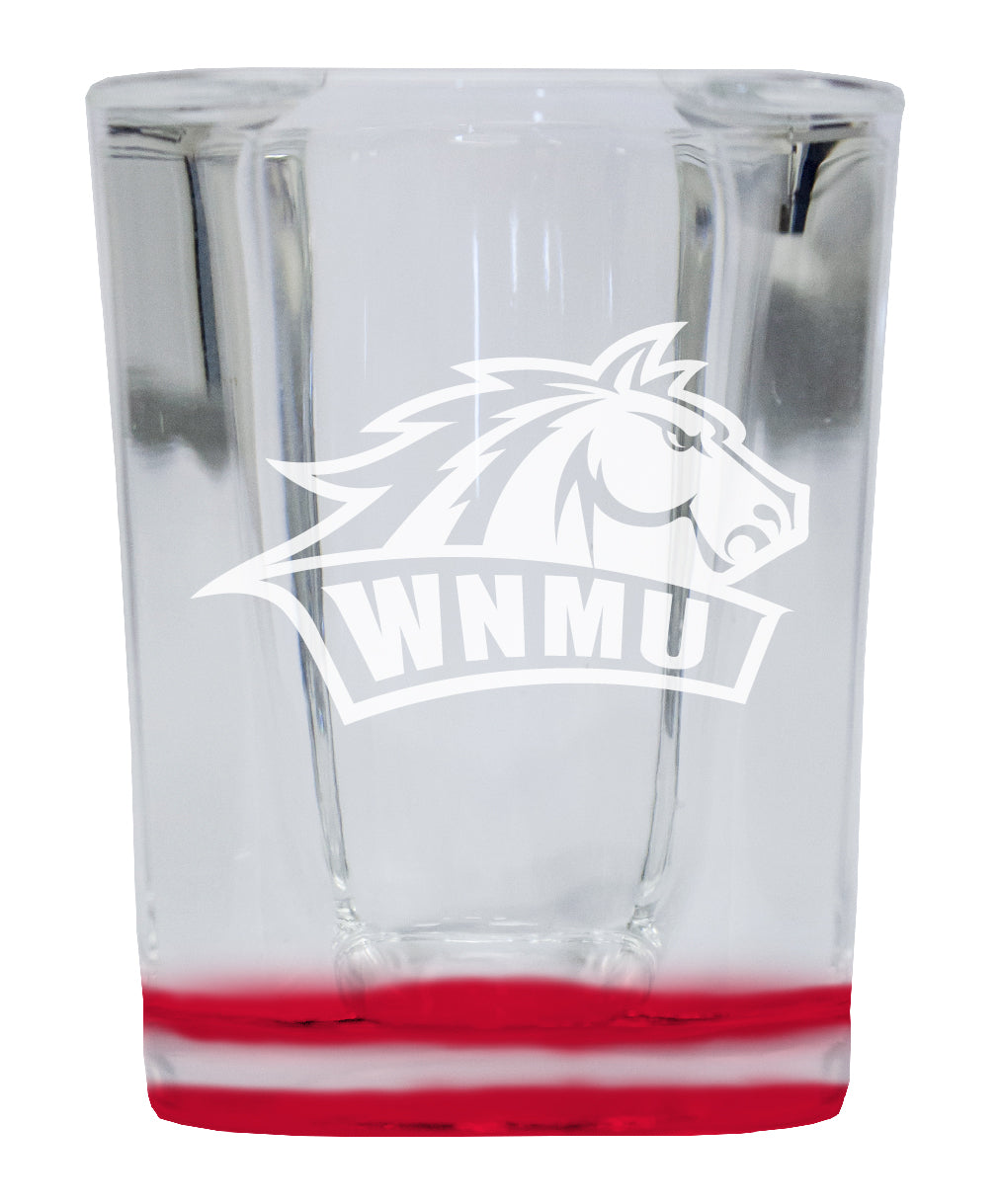 Western New Mexico University 2 Ounce Engraved Shot Glass Square Red Base Officially Licensed Collegiate Product 2-Pack