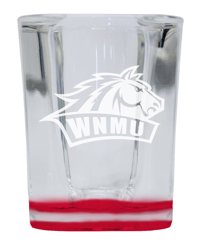 Western New Mexico University 2 Ounce Engraved Shot Glass Square Red Base Officially Licensed Collegiate Product 2-Pack