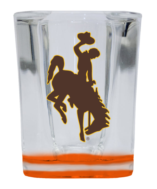 University of Wyoming  2 Ounce Shot Glass Square Orange Base Officially Licensed Collegiate Product 2-Pack