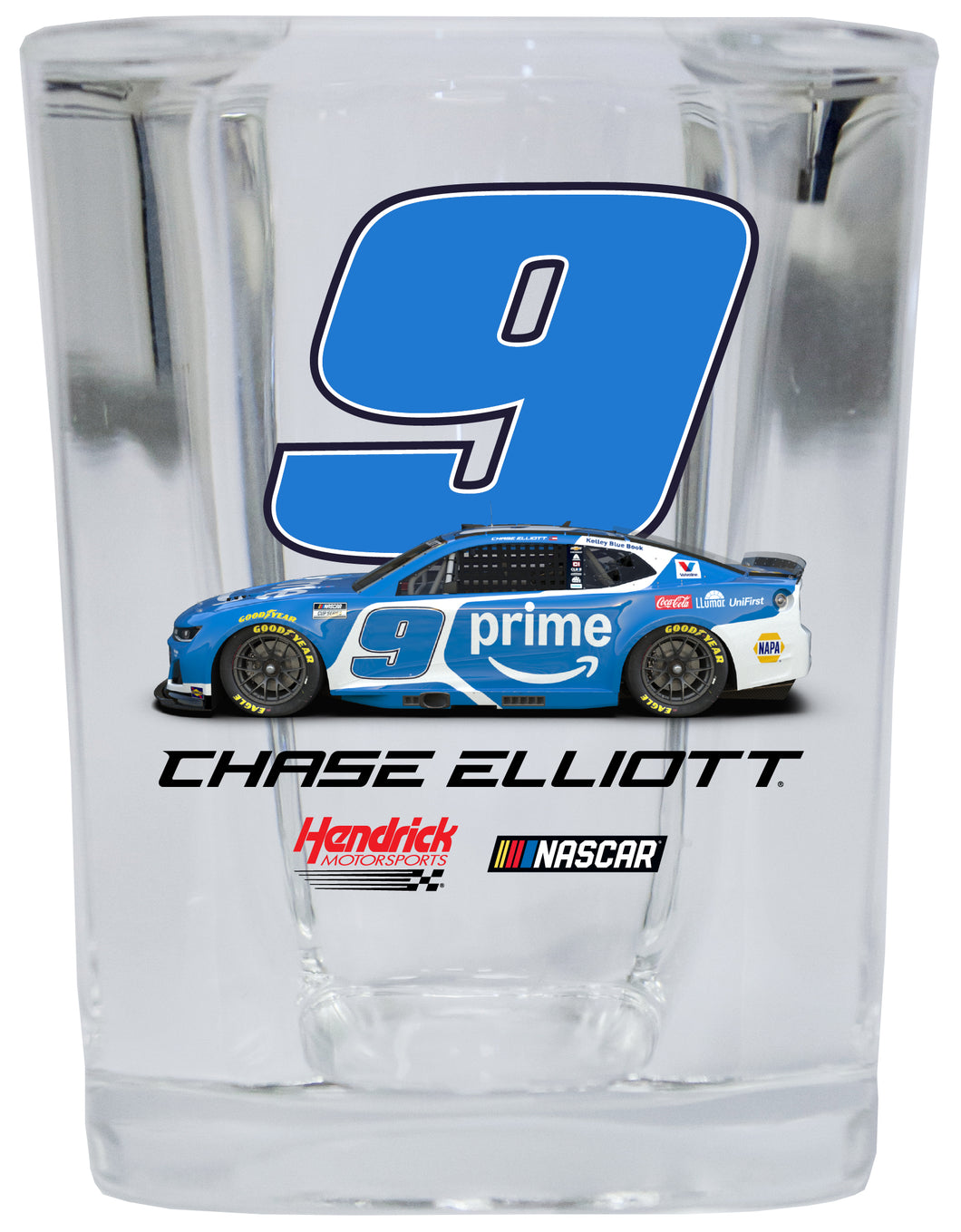 Nascar #9 Chase Elliott 2 oz Squared Shot Glass Officially Licensed