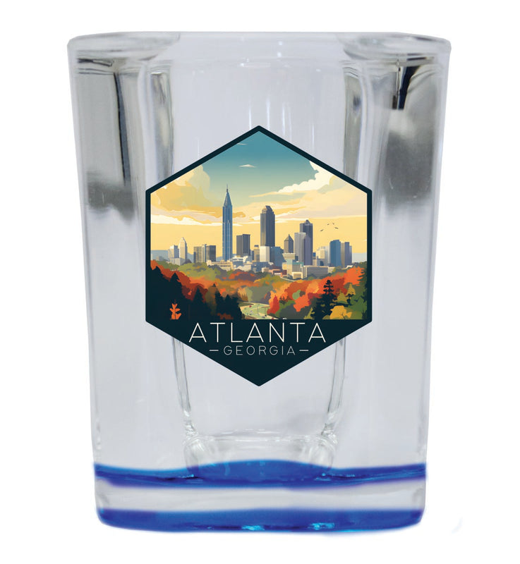 Atlanta Georgia Souvenir 2 oz Blue Shot Glass Round or Square Blue