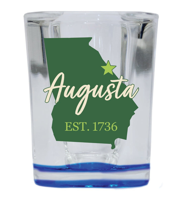 Augusta Georgia Souvenir 2 oz Blue Shot Glass Round or Square Blue