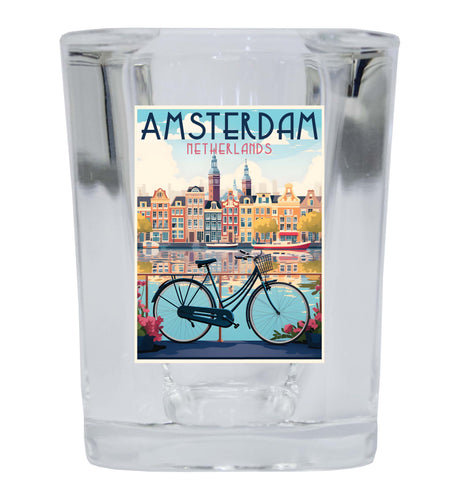 Amsterdam Netherlands Design A Souvenir 2 Ounce Shot Glass Square Single