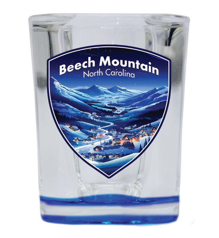 Beech Mountain North Carolina Souvenir 2 oz Blue Shot Glass Round or Square Blue