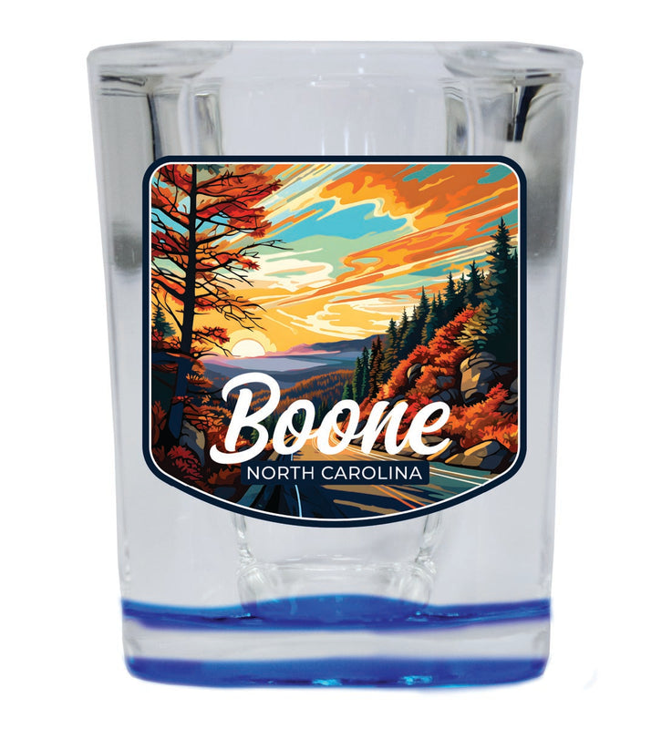 Boone North Carolina Souvenir 2 oz Blue Shot Glass Round or Square Blue