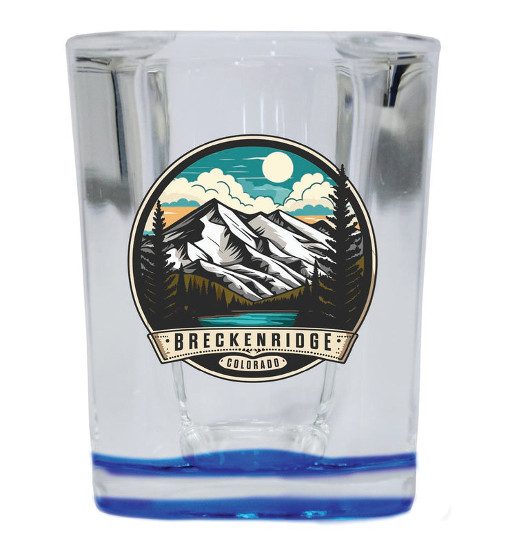 Breckenridge Colorado Souvenir 2 oz Blue Shot Glass Round or Square Blue