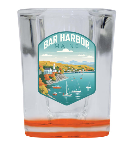 Bar Harbor Maine Design A Souvenir 2 Ounce Shot Glass Square Orange Base 2-Pack