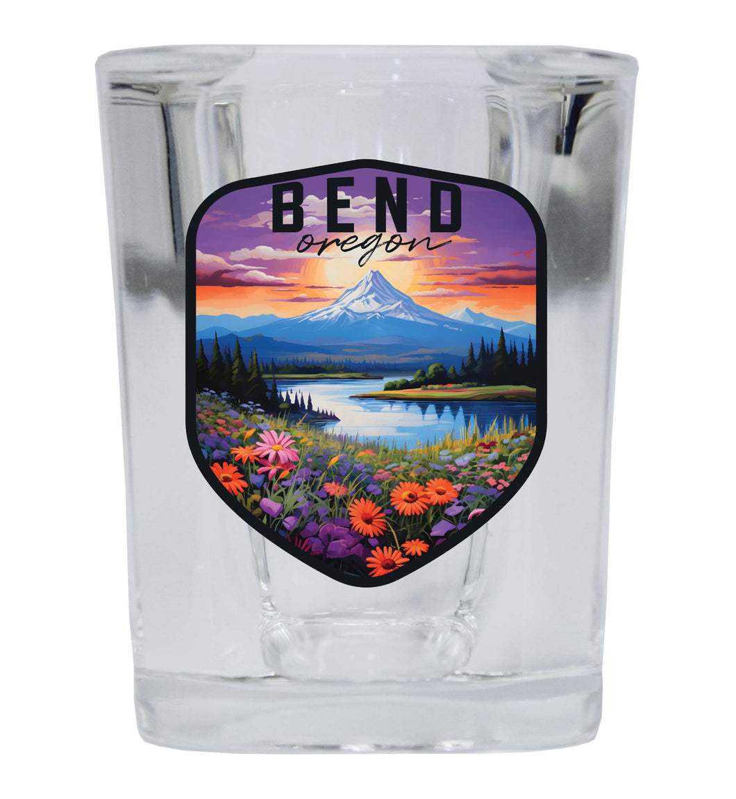 Bend Oregon Design A Souvenir 2 Ounce Shot Glass Square 2-Pack