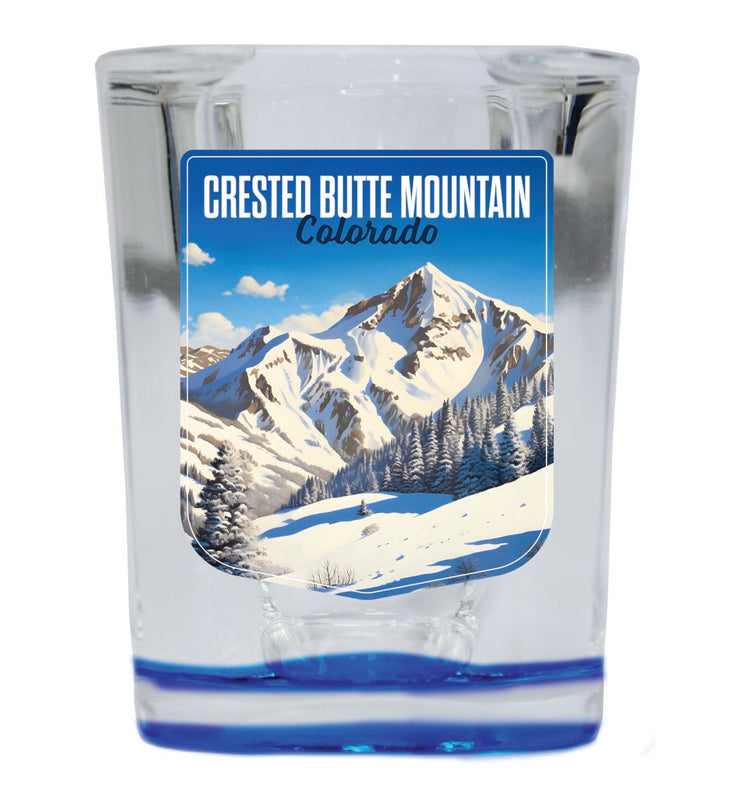 Crested Butte Mountain Colorado Souvenir 2 oz Blue Shot Glass Round or Square Blue