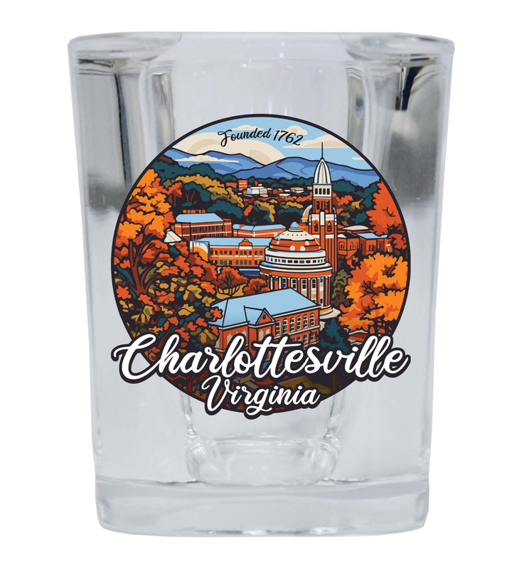 Charlottesville Virginia Design C Souvenir 2 Ounce Shot Glass Square Single